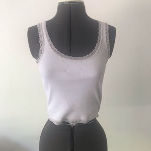 COPY - Brandy Melville Lace trim white tank!
